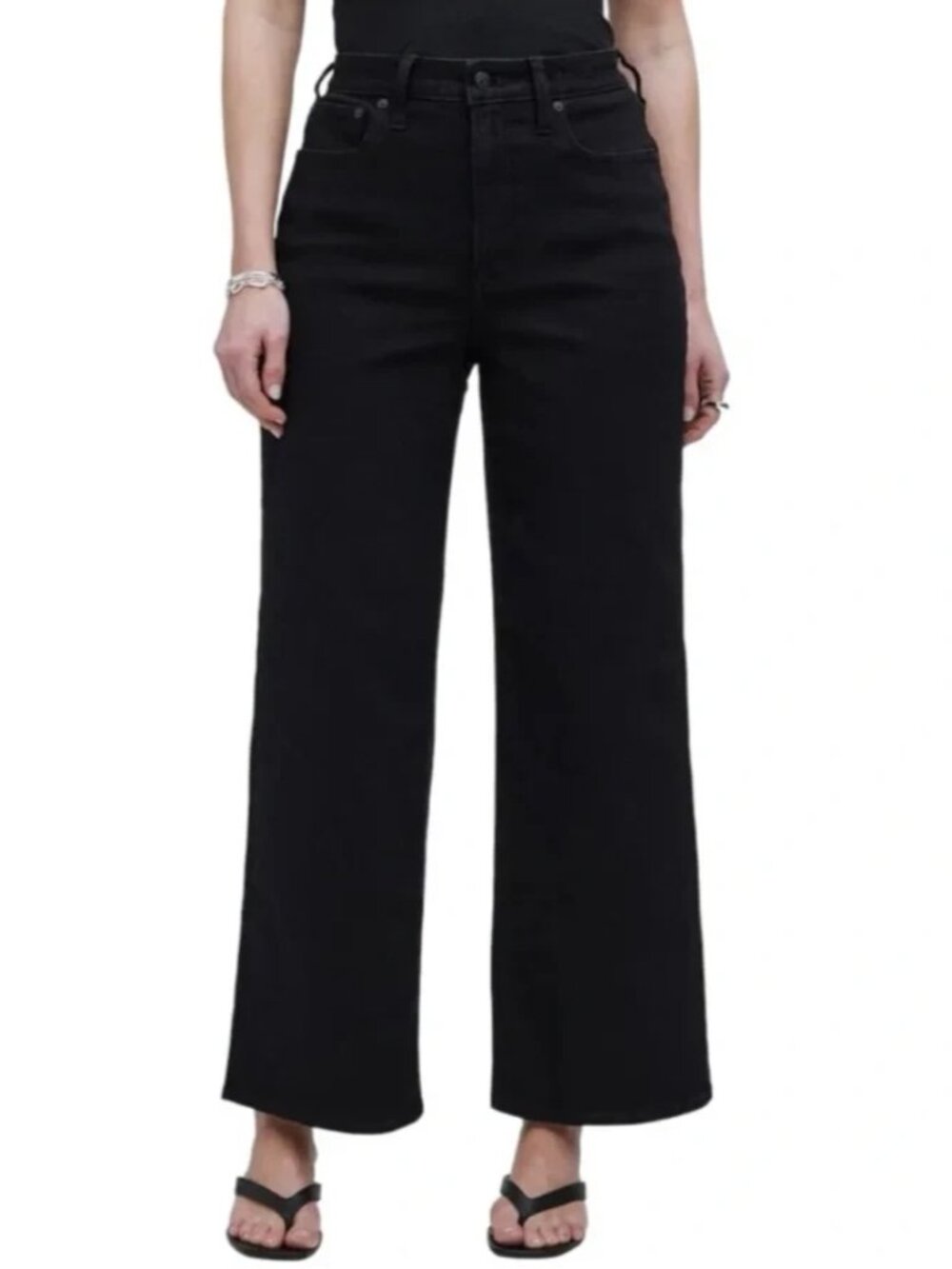 Madewell The Curvy Perfect Vintage Wide Leg Jeans Women Size 27 Black Wash NM282